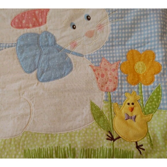 Set Of 6 Blossoms & Blooms Blue Spring Flowers Chicks Bunny Placemats 18”x12.5” - Picture 3 of 6